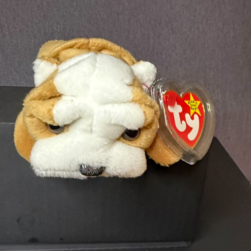 Ty Beanie Baby Wrinkles Bulldog Dog 1996 PVC Pellets 4th Gen Hang Tag Vintage